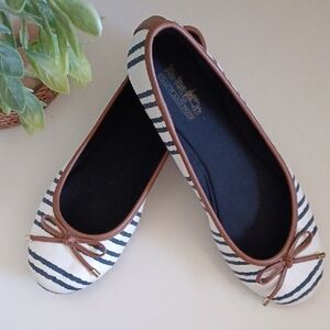 Coach And Four Navy Stripe Ballet Flats* SZ 8
